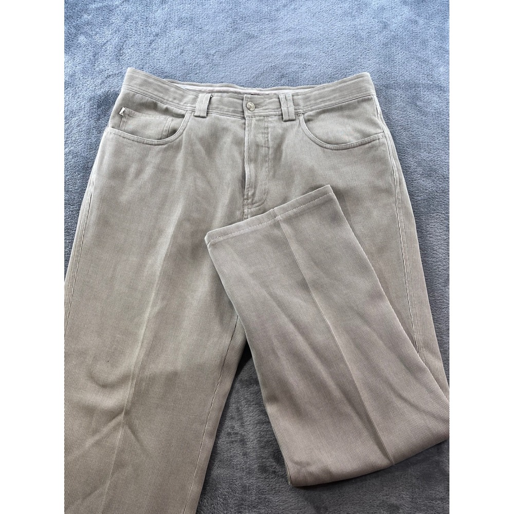 Tommy Bahama Relax Mens 34 Silk Cotton Corduroy Pants Tan Straight Leg Casual